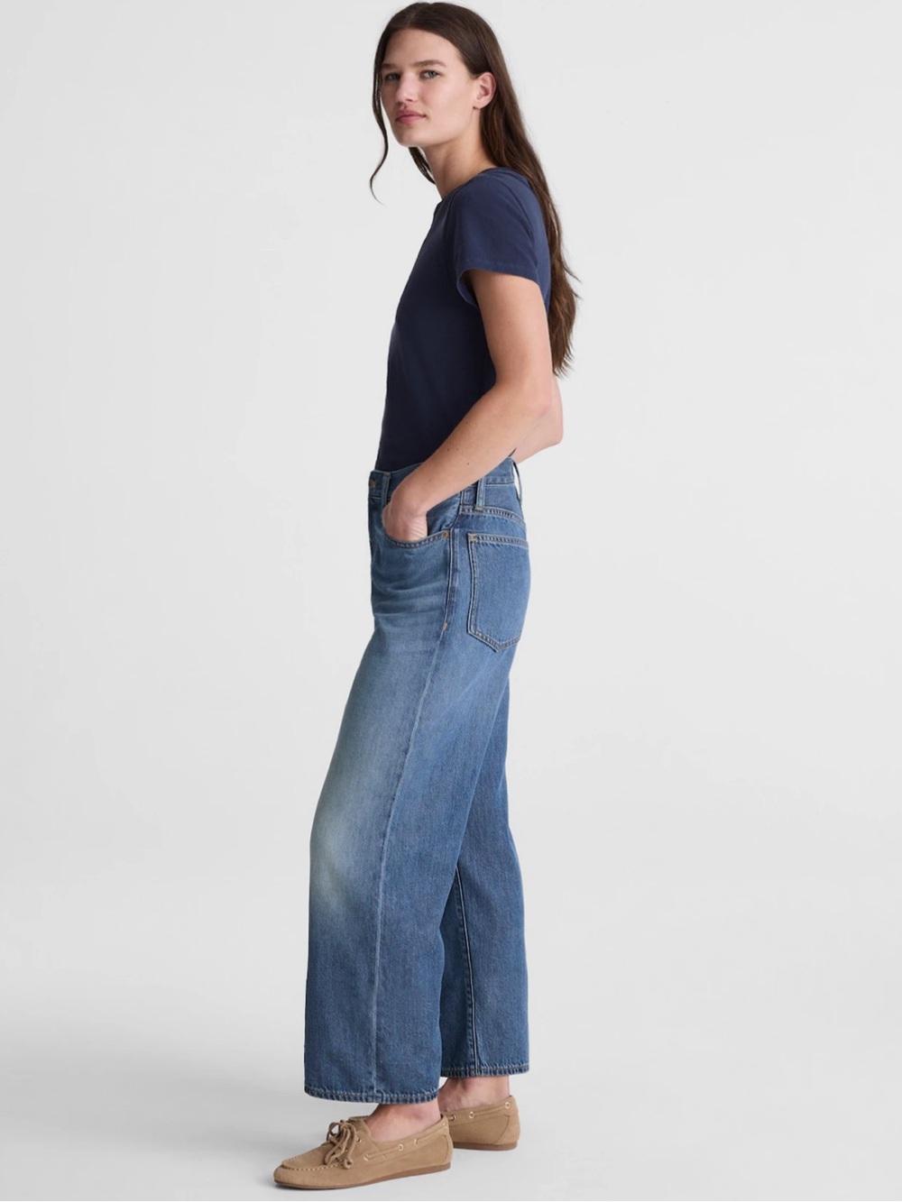 Madewell NWT The Short Perfect Vintage Wide-Leg Crop Jean in Airy Denim Size 30 - Picture 3 of 13